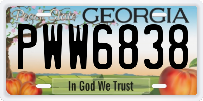 GA license plate PWW6838