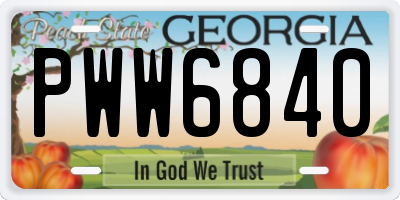 GA license plate PWW6840