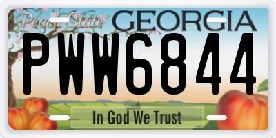 GA license plate PWW6844