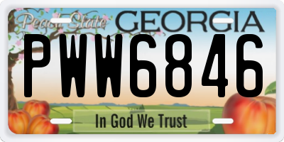 GA license plate PWW6846