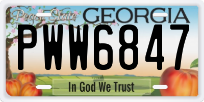 GA license plate PWW6847