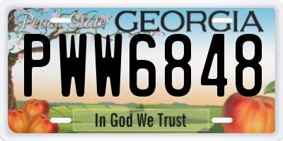 GA license plate PWW6848