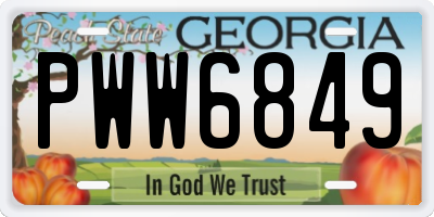 GA license plate PWW6849