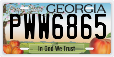 GA license plate PWW6865