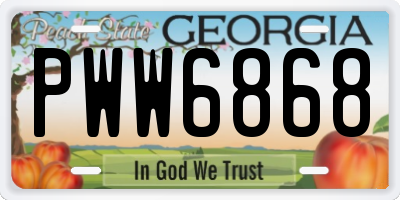 GA license plate PWW6868