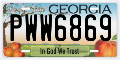 GA license plate PWW6869