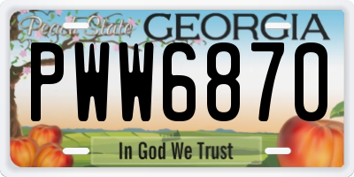 GA license plate PWW6870