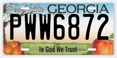 GA license plate PWW6872