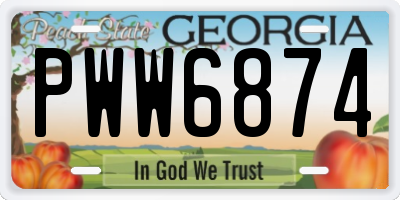 GA license plate PWW6874
