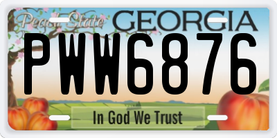 GA license plate PWW6876