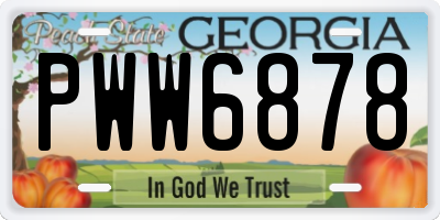 GA license plate PWW6878