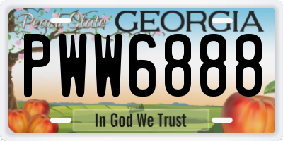 GA license plate PWW6888