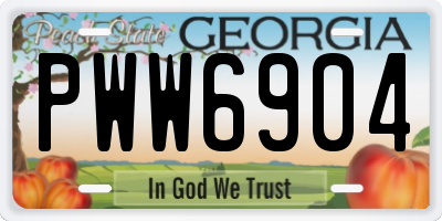 GA license plate PWW6904