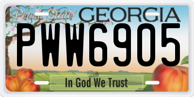 GA license plate PWW6905