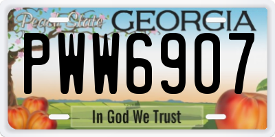 GA license plate PWW6907