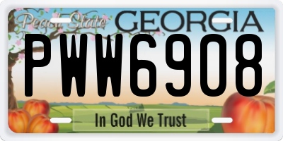 GA license plate PWW6908