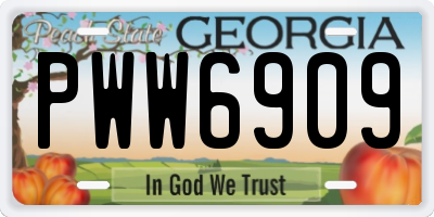 GA license plate PWW6909