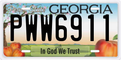 GA license plate PWW6911