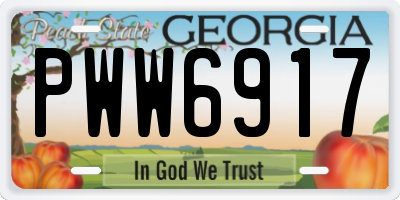 GA license plate PWW6917