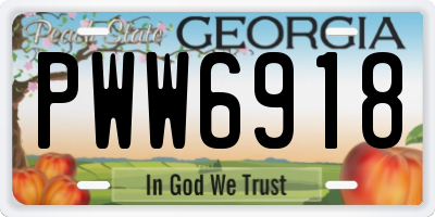 GA license plate PWW6918