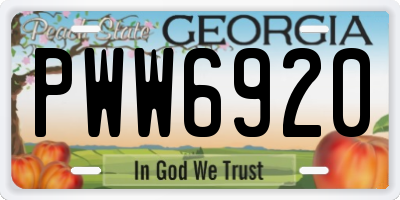 GA license plate PWW6920