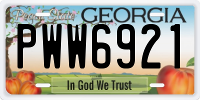 GA license plate PWW6921