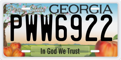 GA license plate PWW6922