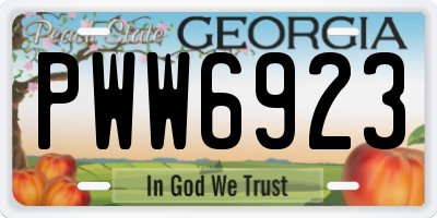 GA license plate PWW6923