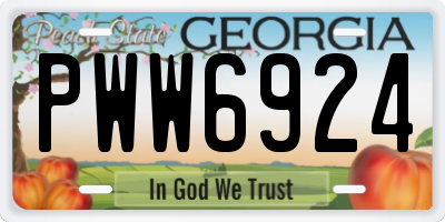 GA license plate PWW6924