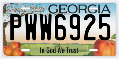 GA license plate PWW6925