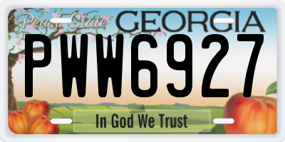 GA license plate PWW6927