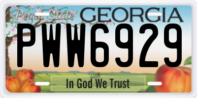 GA license plate PWW6929