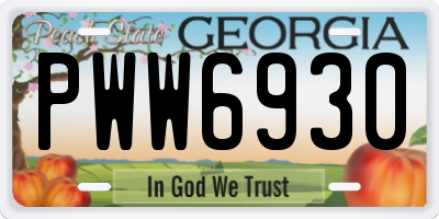 GA license plate PWW6930