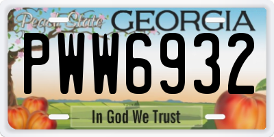 GA license plate PWW6932