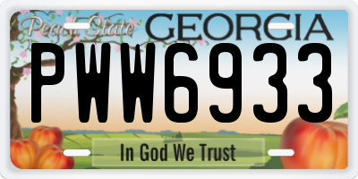 GA license plate PWW6933