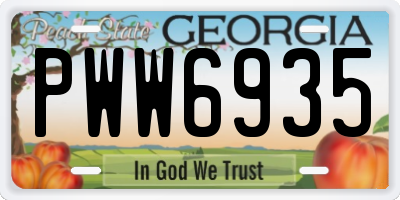 GA license plate PWW6935