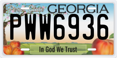 GA license plate PWW6936
