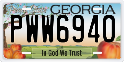 GA license plate PWW6940