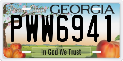 GA license plate PWW6941