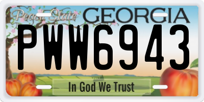 GA license plate PWW6943