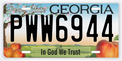 GA license plate PWW6944