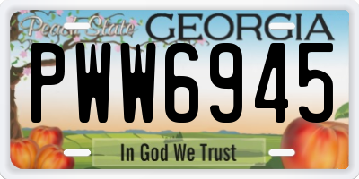 GA license plate PWW6945