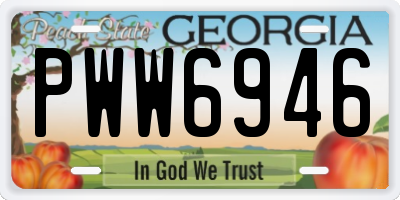 GA license plate PWW6946
