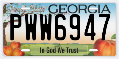 GA license plate PWW6947