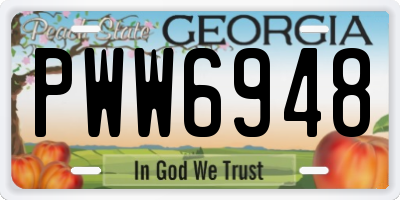 GA license plate PWW6948
