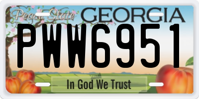 GA license plate PWW6951