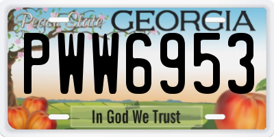 GA license plate PWW6953