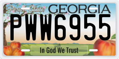 GA license plate PWW6955
