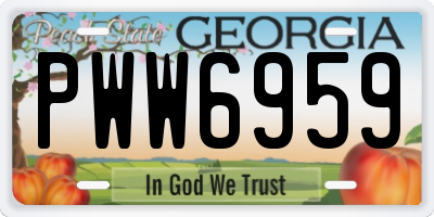 GA license plate PWW6959