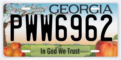 GA license plate PWW6962